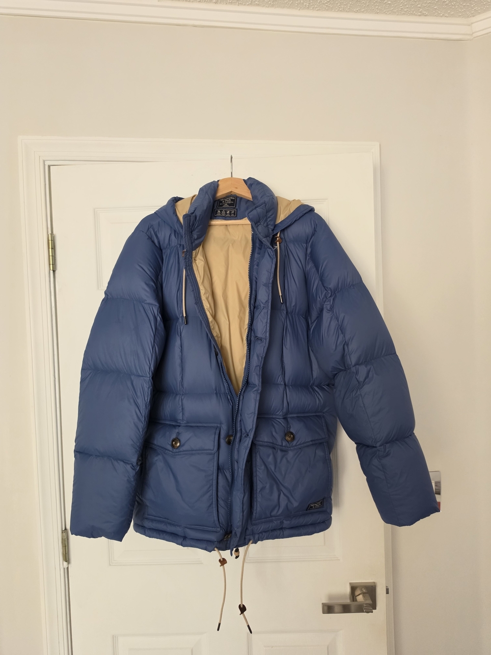 Abercrombie & Fitch Blue Jacket with Tan Accent 2XL real down